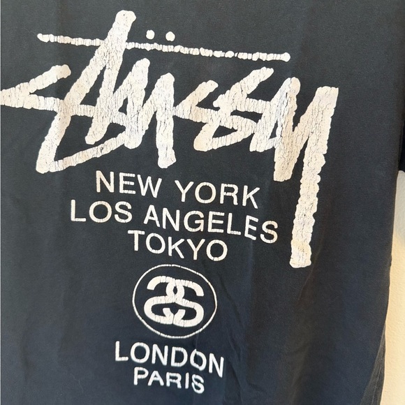 Stussy Black Tee with White City Print - Picture 4 of 4